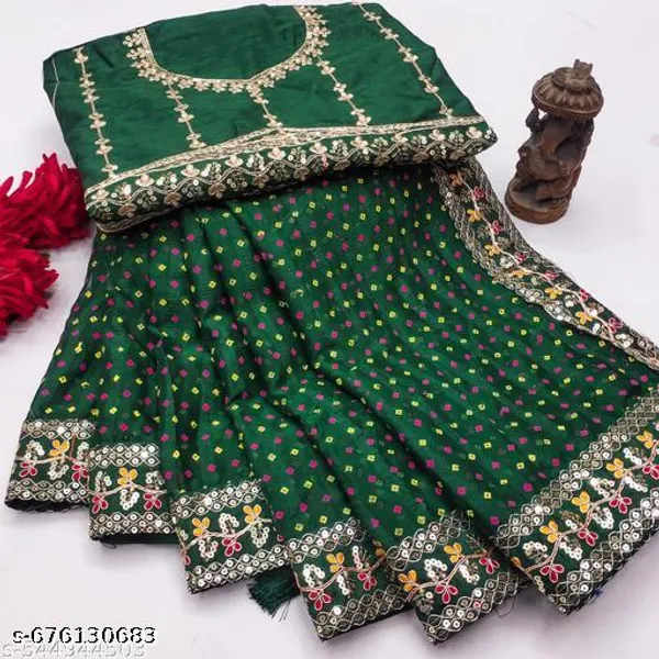 Sawan_Special_Lahariya_Print_Georgette_Saree_Soft_Georgette_Fabric_With_Codding_Sequence_With_Multi_Colour_Dhaga_Embroidery_Work_Lace_On_Border_Superhit_Mothra_Design_With_Blouse