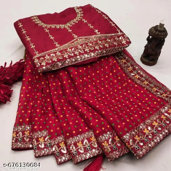 Sawan_Special_Lahariya_Print_Georgette_Saree_Soft_Georgette_Fabric_With_Codding_Sequence_With_Multi_Colour_Dhaga_Embroidery_Work_Lace_On_Border_Superhit_Mothra_Design_With_Blouse