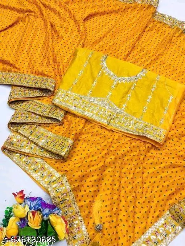 Sawan_Special_Lahariya_Print_Georgette_Saree_Soft_Georgette_Fabric_With_Codding_Sequence_With_Multi_Colour_Dhaga_Embroidery_Work_Lace_On_Border_Superhit_Mothra_Design_With_Blouse