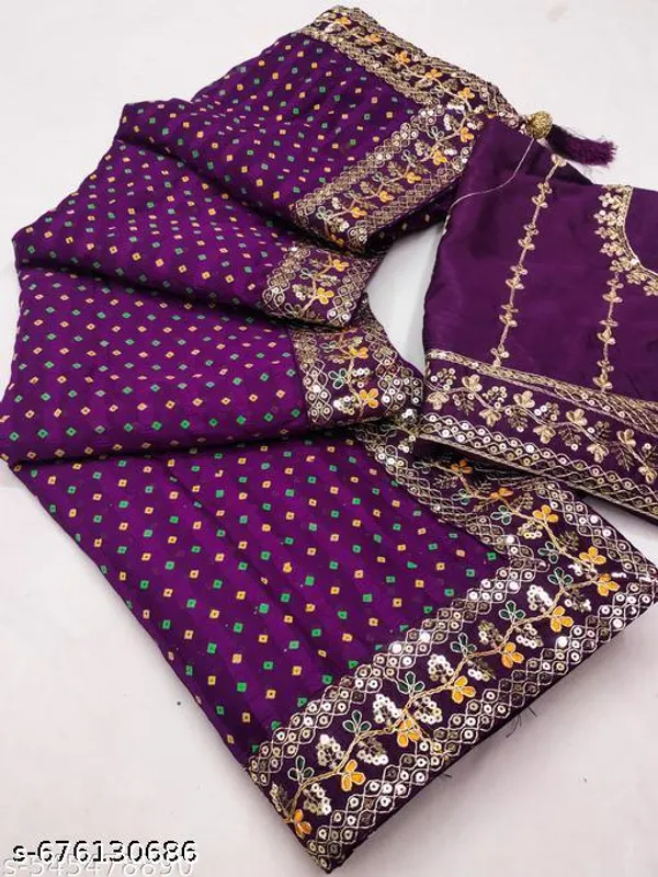 Sawan_Special_Lahariya_Print_Georgette_Saree_Soft_Georgette_Fabric_With_Codding_Sequence_With_Multi_Colour_Dhaga_Embroidery_Work_Lace_On_Border_Superhit_Mothra_Design_With_Blouse