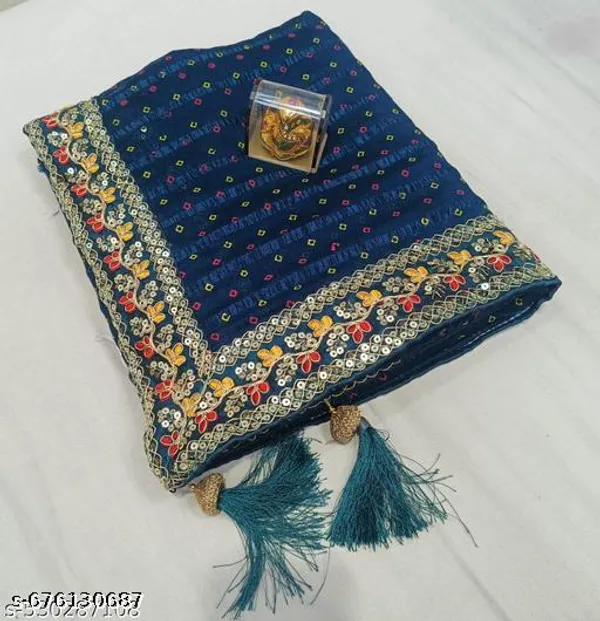 Sawan_Special_Lahariya_Print_Georgette_Saree_Soft_Georgette_Fabric_With_Codding_Sequence_With_Multi_Colour_Dhaga_Embroidery_Work_Lace_On_Border_Superhit_Mothra_Design_With_Blouse