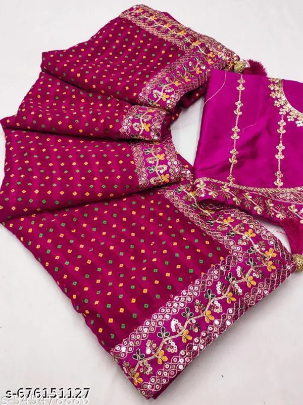 New_Superhit_Trending_Bandhani_Embroidered_Saree