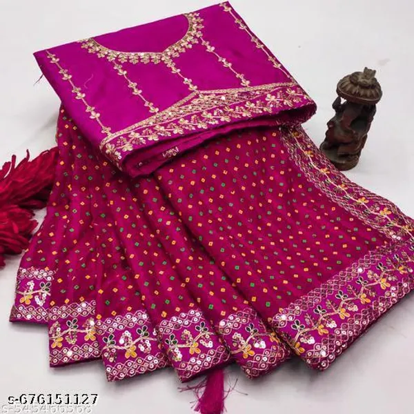 New_Superhit_Trending_Bandhani_Embroidered_Saree