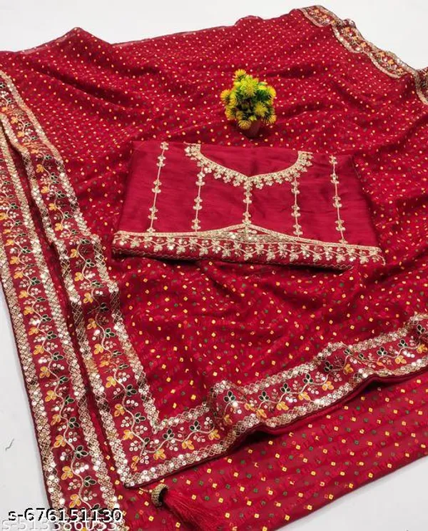 New_Superhit_Trending_Bandhani_Embroidered_Saree