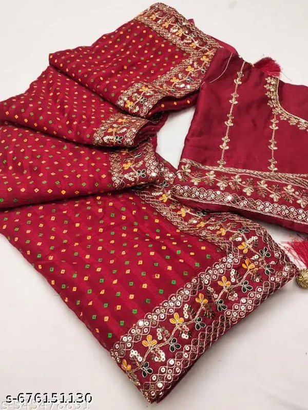 New_Superhit_Trending_Bandhani_Embroidered_Saree