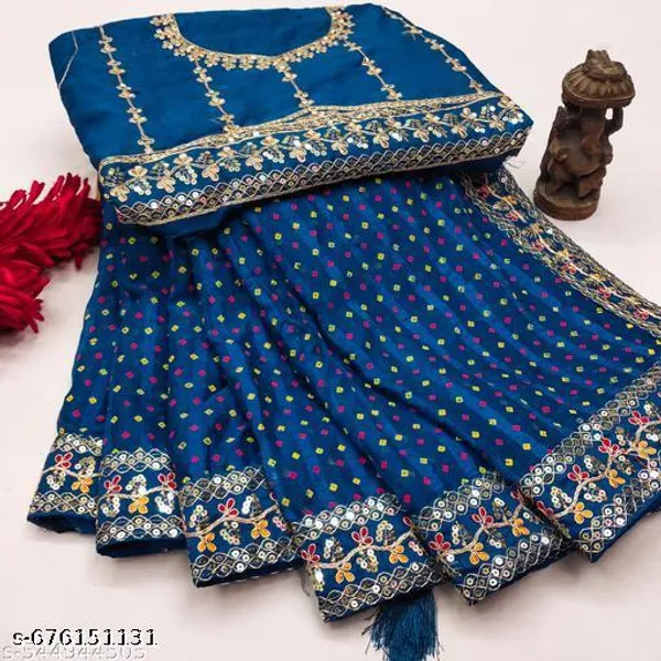 New_Superhit_Trending_Bandhani_Embroidered_Saree