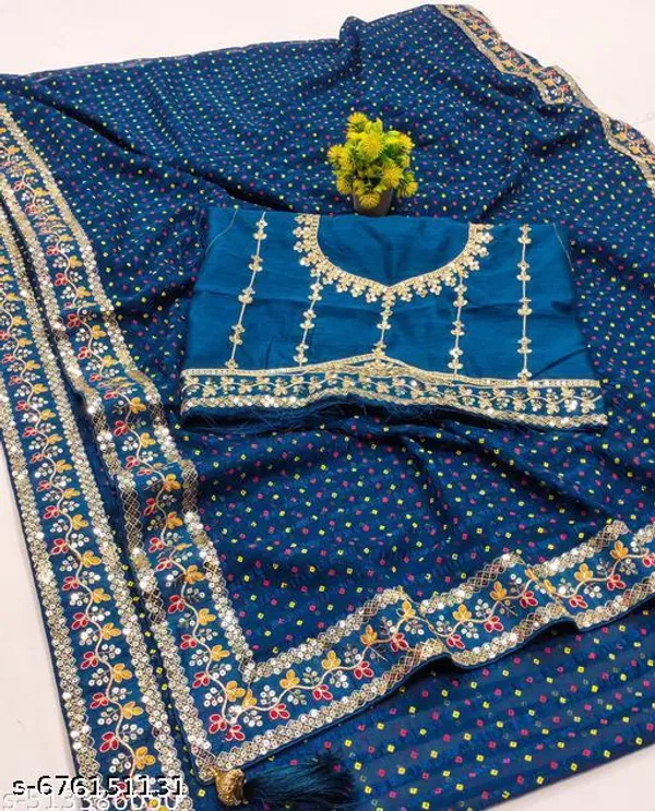 New_Superhit_Trending_Bandhani_Embroidered_Saree