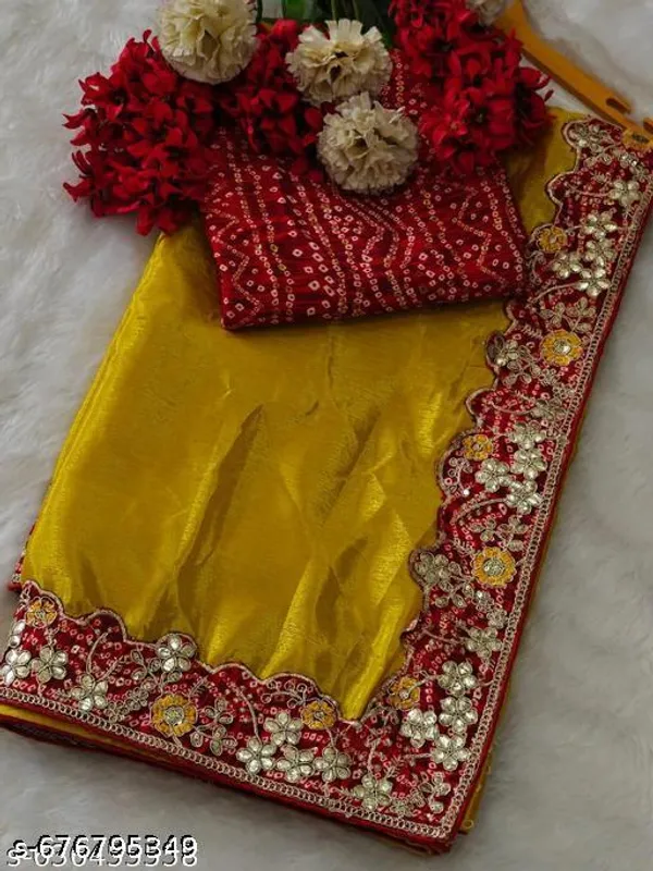 Trending_Beautiful_Soft_Chinon_Silk_Saree_With_Heavy_Lace_Border