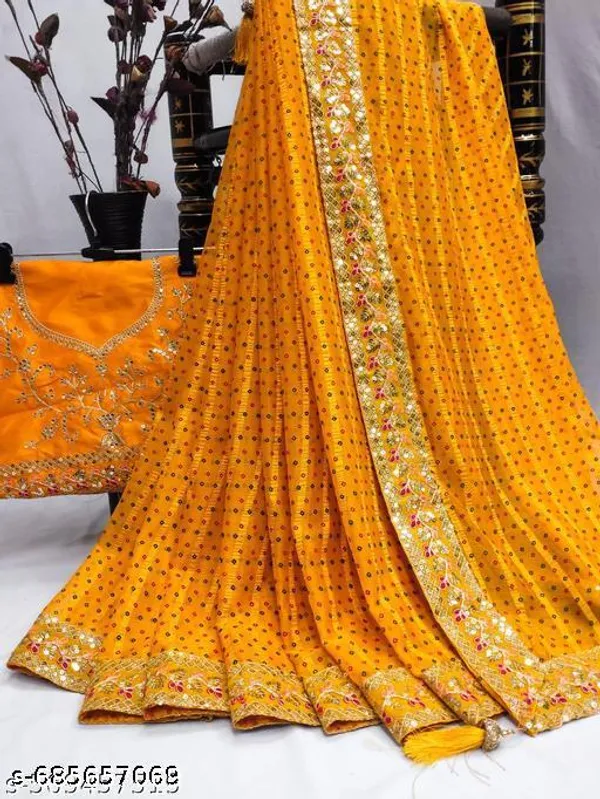 Fency_Designer_Bandhani_Georgette_Pretty_Sarees_With_New_Fency_Border_With_Blouse_Piece