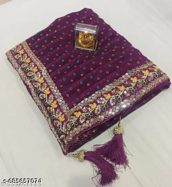 Fency_Designer_Bandhani_Georgette_Pretty_Sarees_With_New_Fency_Border_With_Blouse_Piece
