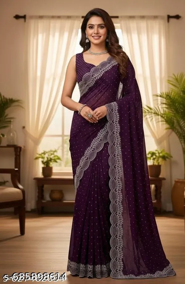 Siroski_Hotfix_Diamond_Saree_Sarees_For_Women_Party_Wear_Sarees_Saree_New_Model_2025