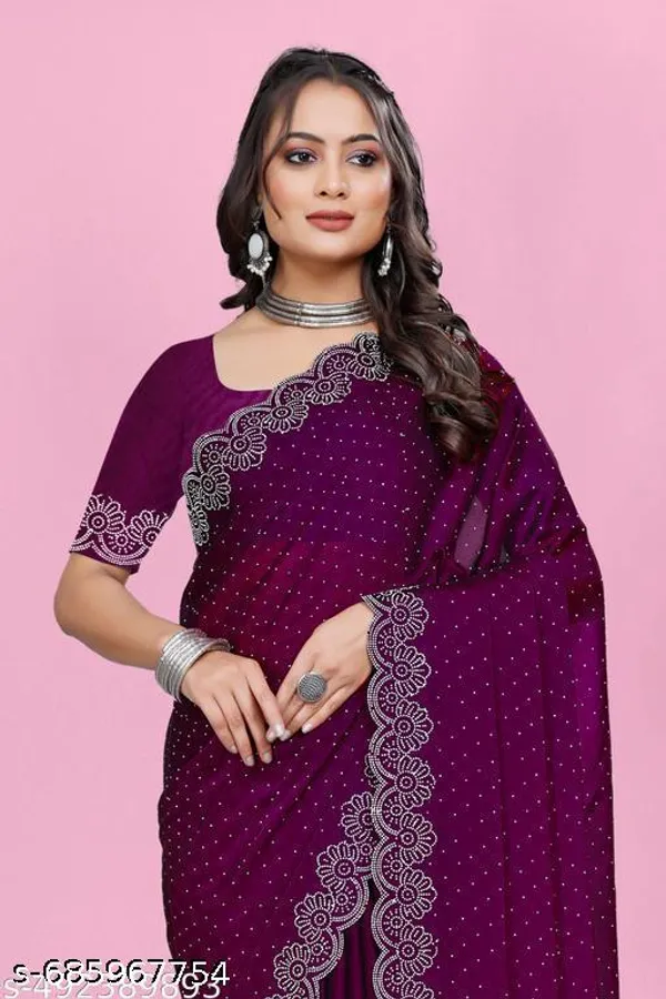 New_Trending_Diamond_S_Work_And_Traditional_Bollywood_Party_Wear_Fancy_Saree
