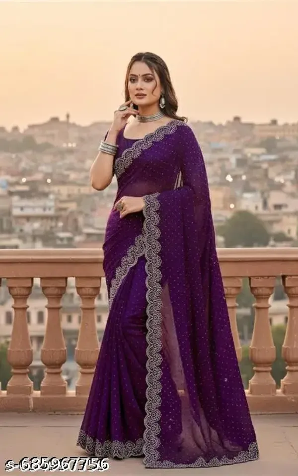 New_Trending_Diamond_S_Work_And_Traditional_Bollywood_Party_Wear_Fancy_Saree