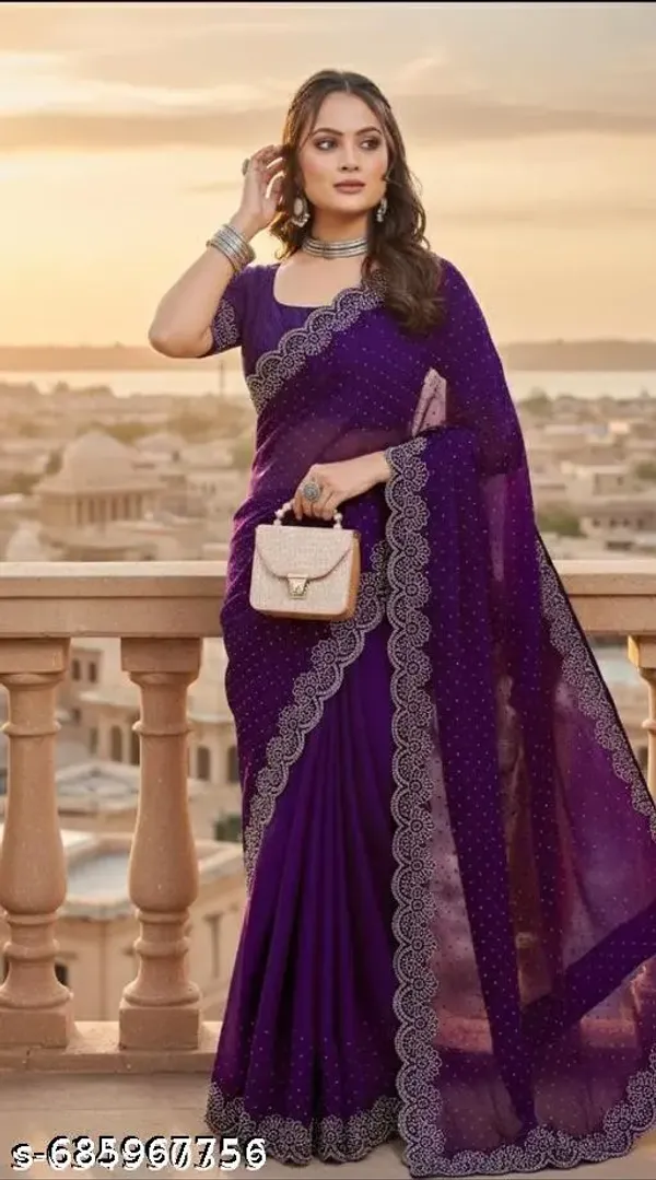 New_Trending_Diamond_S_Work_And_Traditional_Bollywood_Party_Wear_Fancy_Saree