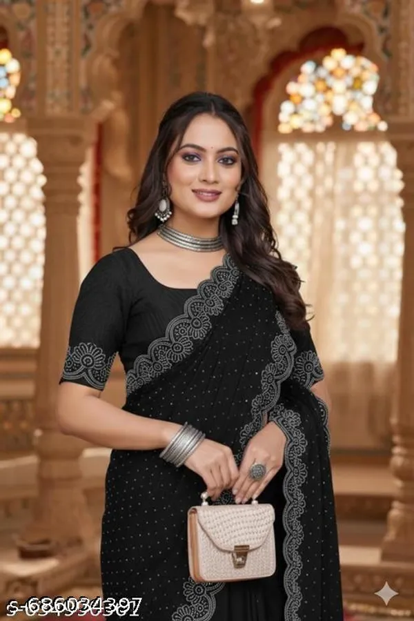 New_Designer_Diamond_Worked_Rangoli_Silk_Fabric_Saree_For_Party_And_All_Occasions_Black