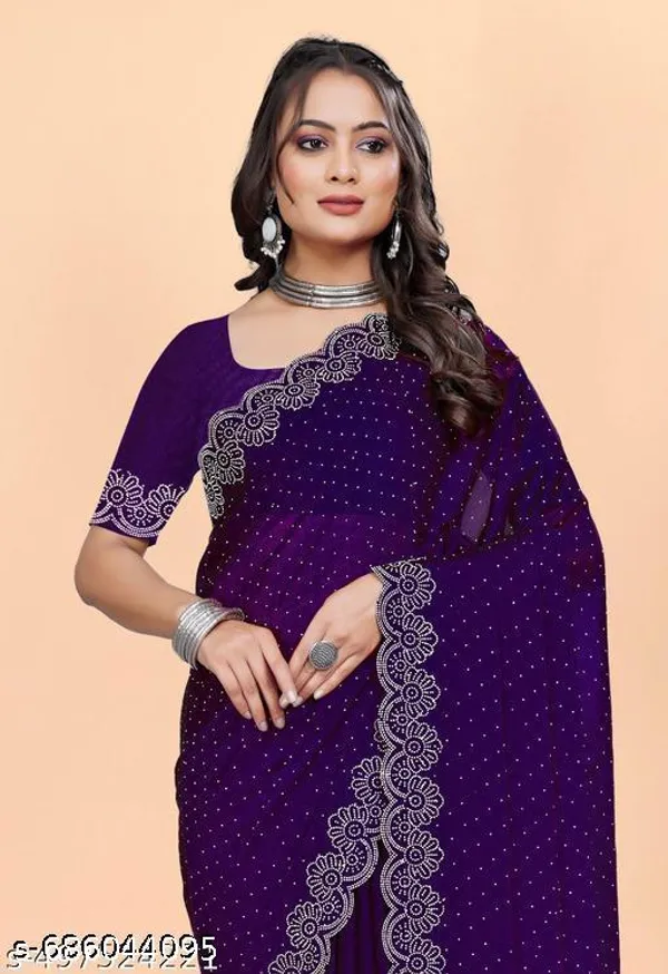 Most_Trendy_Hotfix_Worked_Chiffon_Fabric_Saree_For_Party_And_All_Occasions