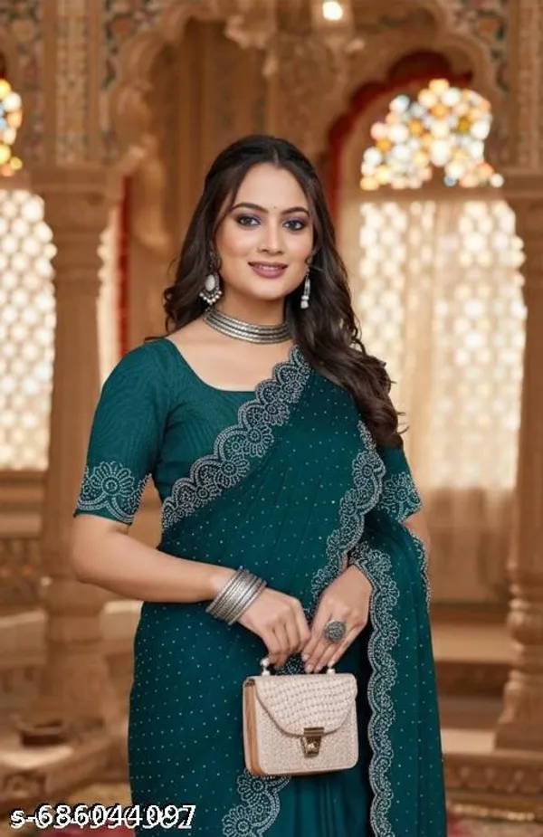 Most_Trendy_Hotfix_Worked_Chiffon_Fabric_Saree_For_Party_And_All_Occasions