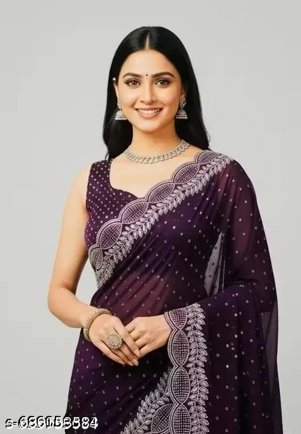 Diamond_Work_And_Traditional_Bollywood_Party_Wear_Fancy_Georgette_Saree_With_Unstitched_Partywear_Saree