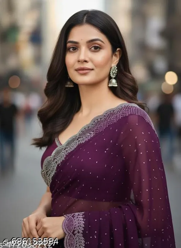 Diamond_Work_And_Traditional_Bollywood_Party_Wear_Fancy_Georgette_Saree_With_Unstitched_Partywear_Saree