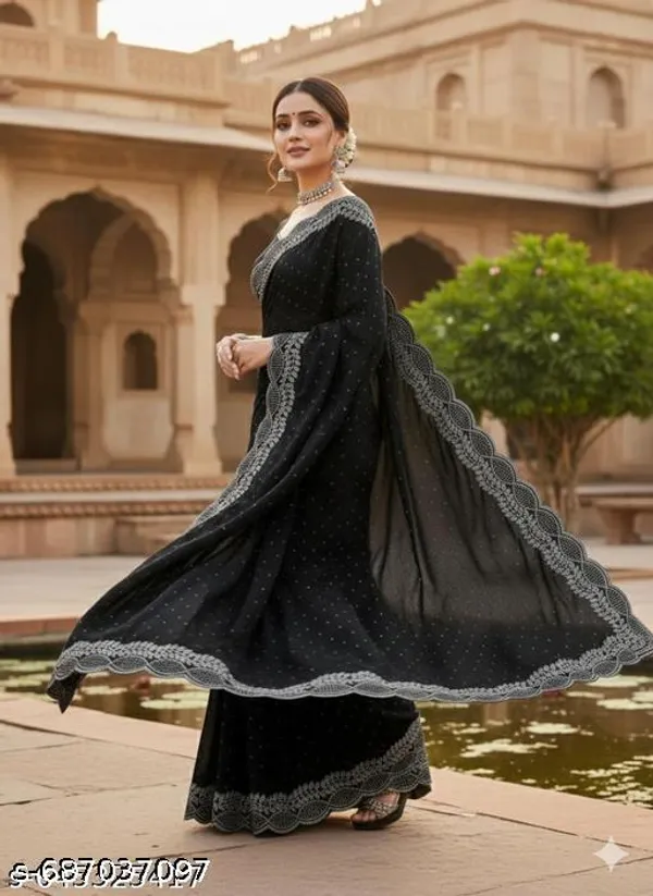 Georgette_Farbic_Saree_With_Hevay_Hand_Work