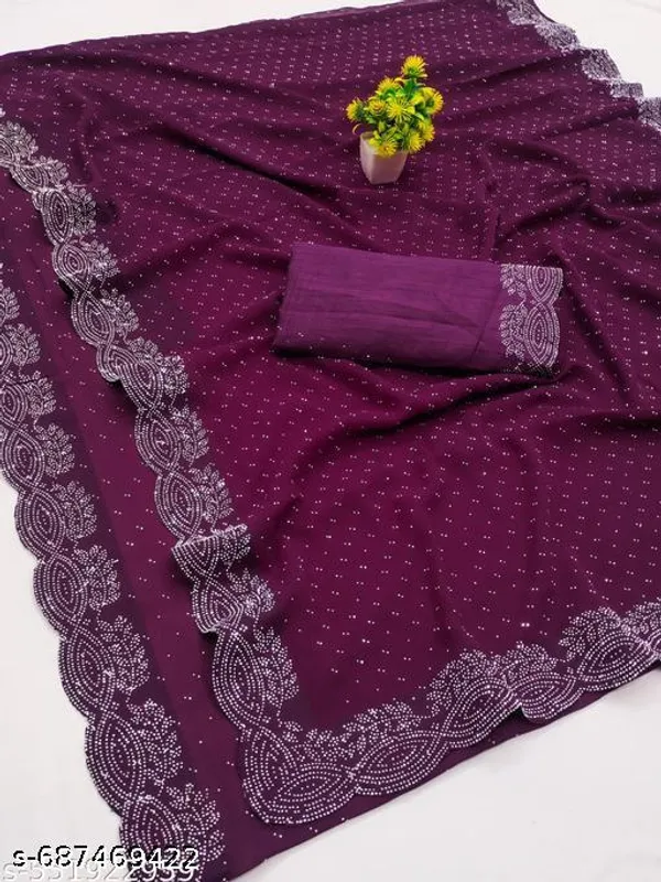 Daimond_Work_Stone_Work_Silk_Saree_With_Running_Blouse_Piece_Sari_For_Women_S_Girls