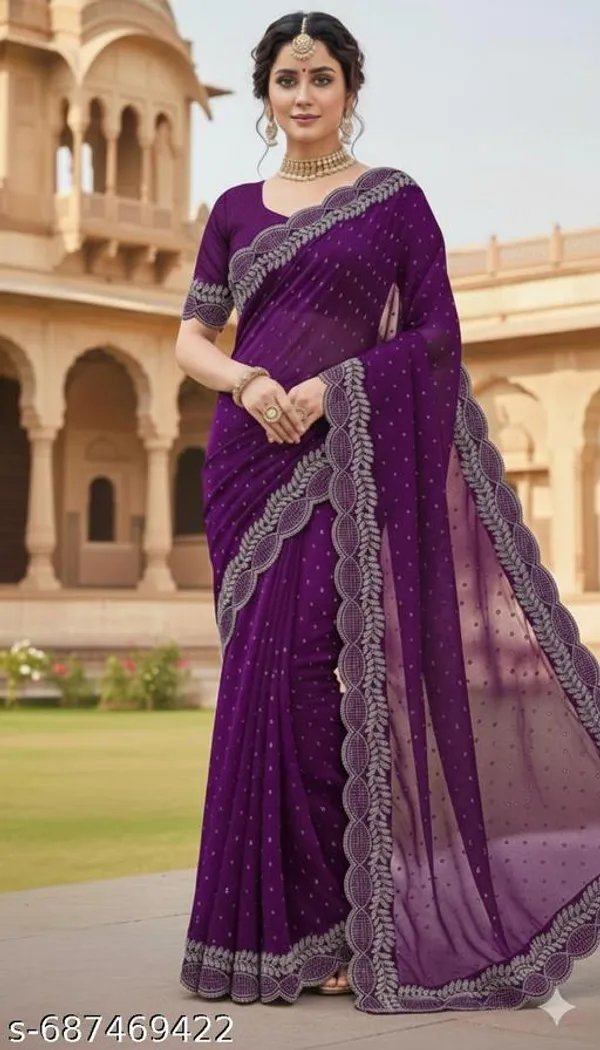 Daimond_Work_Stone_Work_Silk_Saree_With_Running_Blouse_Piece_Sari_For_Women_S_Girls