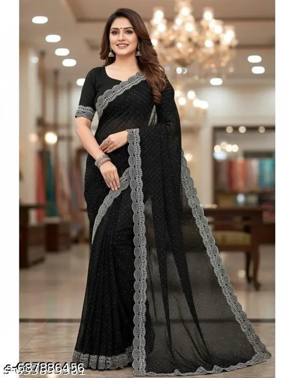 Black_Georgett_Best_New_Sarees_Collection_Party_Wear_And_Wedding_Wear_Siroski_Stone_Kraddle