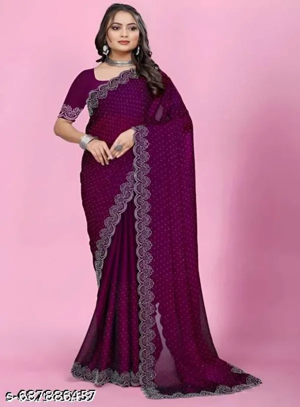Wine_Georgett_Best_New_Sarees_Collection_Party_Wear_And_Wedding_Wear_Siroski_Stone_Kraddle