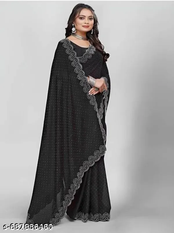 Black_Georgett_Best_New_Sarees_Collection_Party_Wear_And_Wedding_Wear_Siroski_Stone_Kraddle
