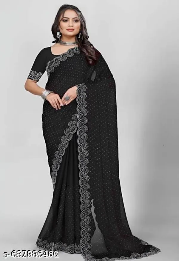Black_Georgett_Best_New_Sarees_Collection_Party_Wear_And_Wedding_Wear_Siroski_Stone_Kraddle