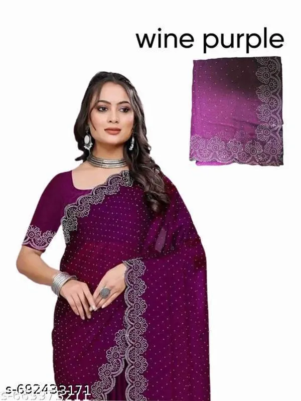 Women_S_Hot_Fixing_Poly_Georgette_Saree_With_Unstitched_Partywear_Saree