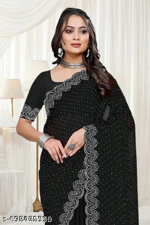 Trending_Gray_Partywear_Saree_With_Heavy_Stone_Work_Cutwork_Border_Bollywood_Style_Fancy_Saree