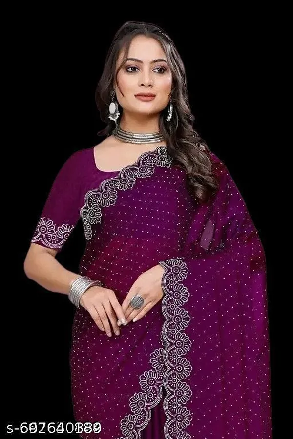 Daimond_Work_Silk_Saree_With_Running_Blouse_Piece_Sari_For_Women_S_Girls