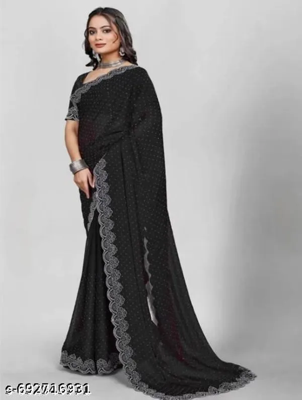 Viral_Black_Chiffon_Stone_Work_Saree_Fancy_Stylish_Blouse_New_Party_Wear_Georgette_Saree_For_Women_Trending_Instagram_Saree_Collection