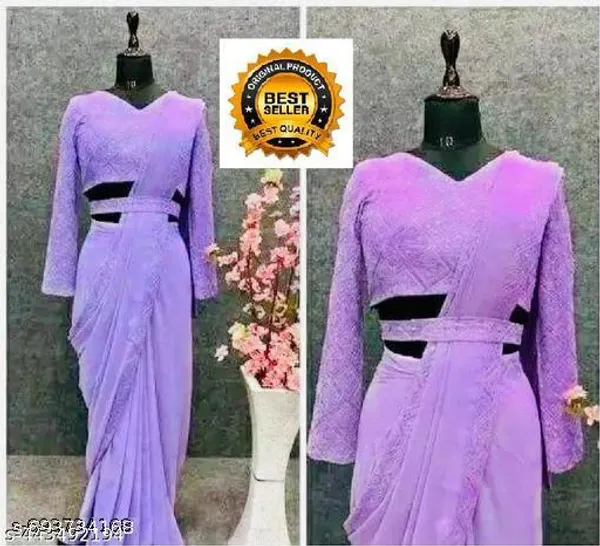 New_Stylish_Beautiful_Bollywood_Georgette_Saree_With_Sequence_Work_And_Thread_Beautiful_Style_India_Daily_To_Wear_Saree_Lavender