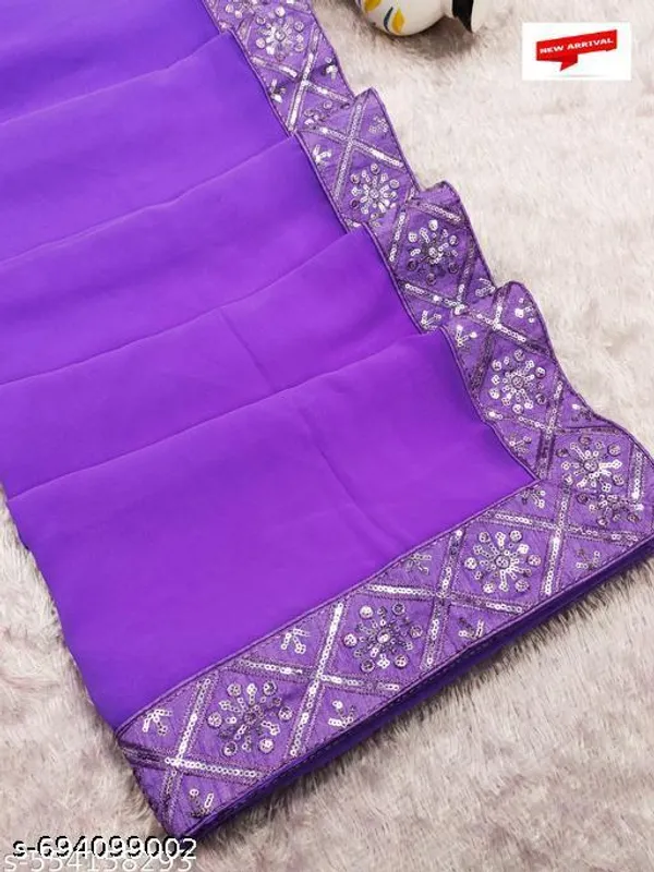 Fency_Disener_Georgette_Pretty_Sarees_With_New_Fency_Border_With_Blouse_Piece