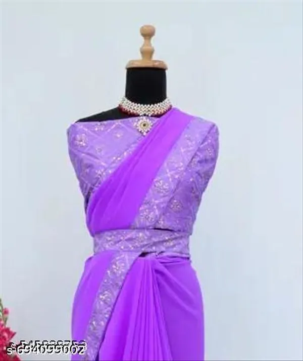 Fency_Disener_Georgette_Pretty_Sarees_With_New_Fency_Border_With_Blouse_Piece