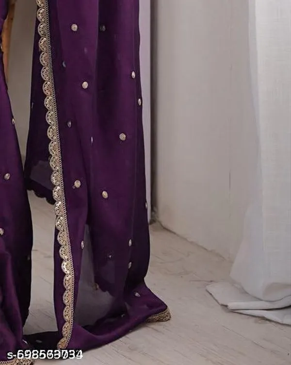 New_Trending_Banarasi_Georgette_Chiffon_Silk_Saree_With_Sequinned_And_Zari_Embroidered_Work_Saree