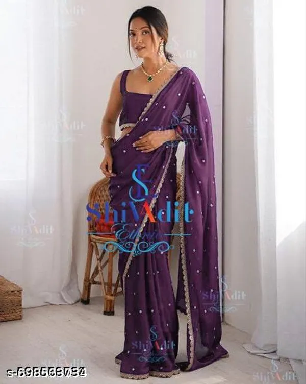 New_Trending_Banarasi_Georgette_Chiffon_Silk_Saree_With_Sequinned_And_Zari_Embroidered_Work_Saree