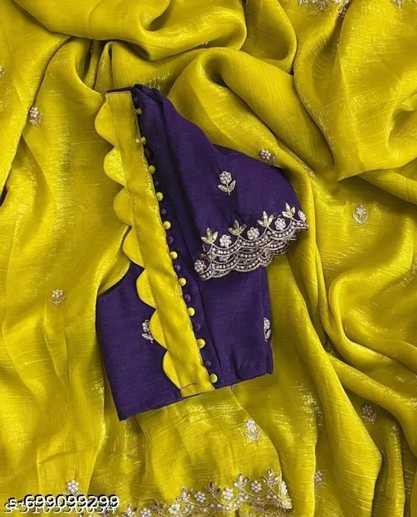 Trendy_Women_S_Crunchy_Rich_Handwork_Saree_Handloom_Moti_Work_Saree_Beautiful_Handwork_Saree_Work_Scalloped_Cut_Work_Border_Saree_Rich_Embroidery_Work_With_Separate_Blouse_Piece