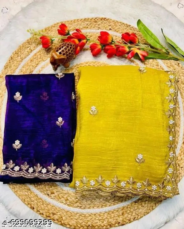 Trendy_Women_S_Crunchy_Rich_Handwork_Saree_Handloom_Moti_Work_Saree_Beautiful_Handwork_Saree_Work_Scalloped_Cut_Work_Border_Saree_Rich_Embroidery_Work_With_Separate_Blouse_Piece