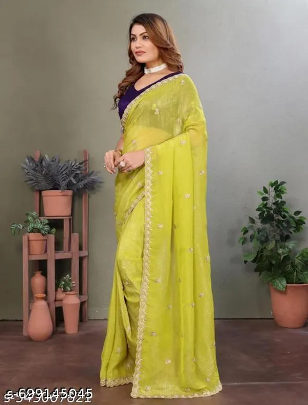 Fashion_New_Wedding_Traditional_Beautiful_Embroidery_Work_Chiffon_Saree_With_Blouse_Collocation_Saree_For_Women_Women_Sari_Festive_Saree_Wedding_Saree_For_Women