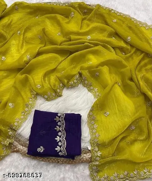 Women_S_Trendy_Crunchy_Rich_Handwork_Saree_Handloom_Moti_Work_Saree_Beautiful_Sequence_Saree_Work_Scalloped_Cut_Work_Border_Saree_Rich_Embroidery_Work_With_Separate_Blouse_Piece