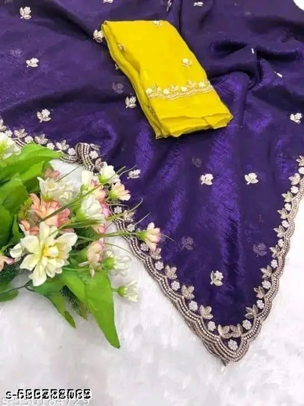 Tranding_Chiffon_Saree_With_Stone_Work_And_Embroidered_Work_With_Work_Blouse