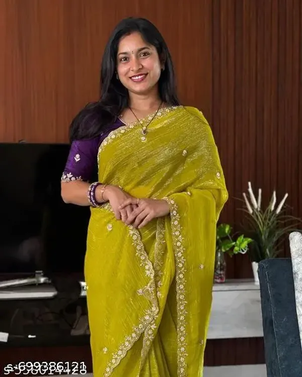 Fashion_New_Wedding_Traditional_Beautiful_Embroidery_Work_Chiffon_Saree_With_Blouse_Collocation_Saree_For_Women_Women_Sari_Festive_Saree_Wedding_Saree_For_Women