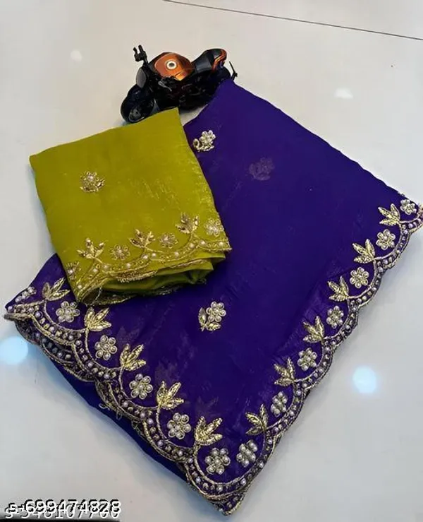 Trendy_Women_S_Handloom_Saree_With_Beads_Embroidery_Work_Rich_Handcrafted_Saree_With_Scalloped_Cutwork_Border_Designer_Party_Wear_Saree