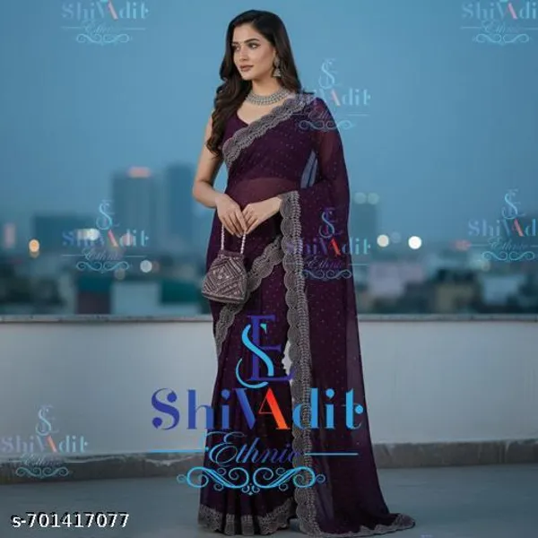New_Designer_Worked_Georgette_Fabric_Saree_For_Party_And_All_Occasions