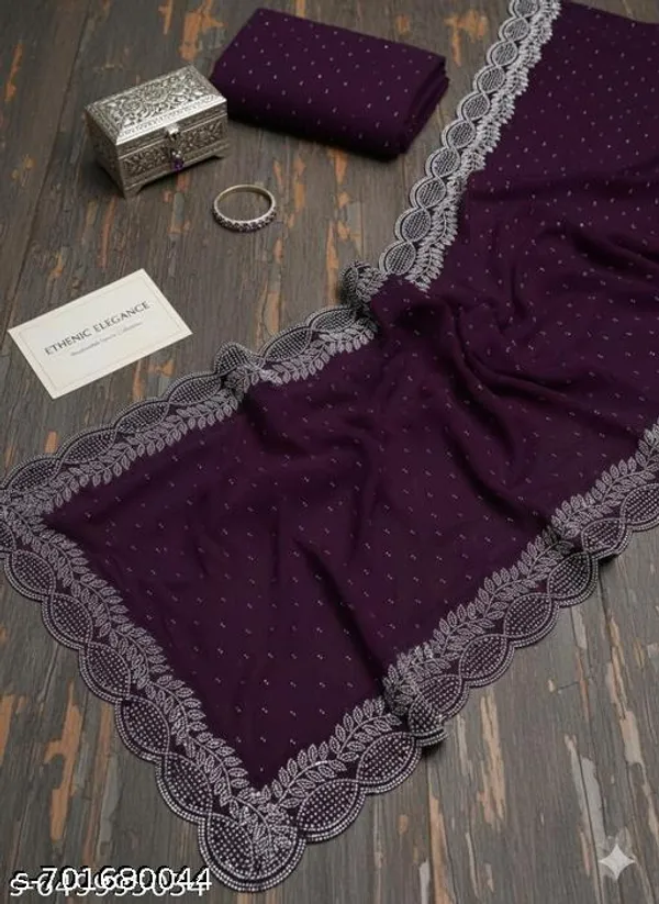 Latest_Bollywood_Style_Purple_Embellished_Saree_With_Cutwork_Border