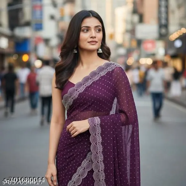 Latest_Bollywood_Style_Purple_Embellished_Saree_With_Cutwork_Border