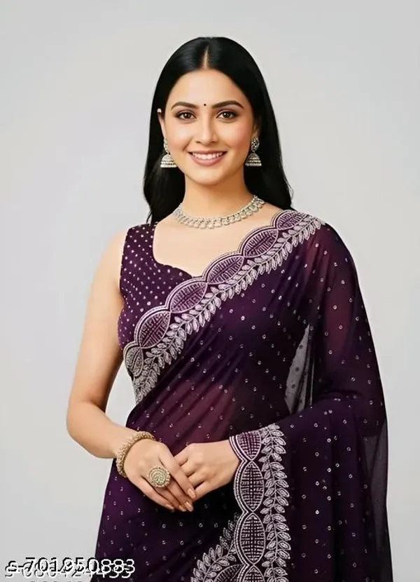 Women_S_Georgette_Handloom_Diamond_Work_Saree_With_Separate_Blouse_Piece